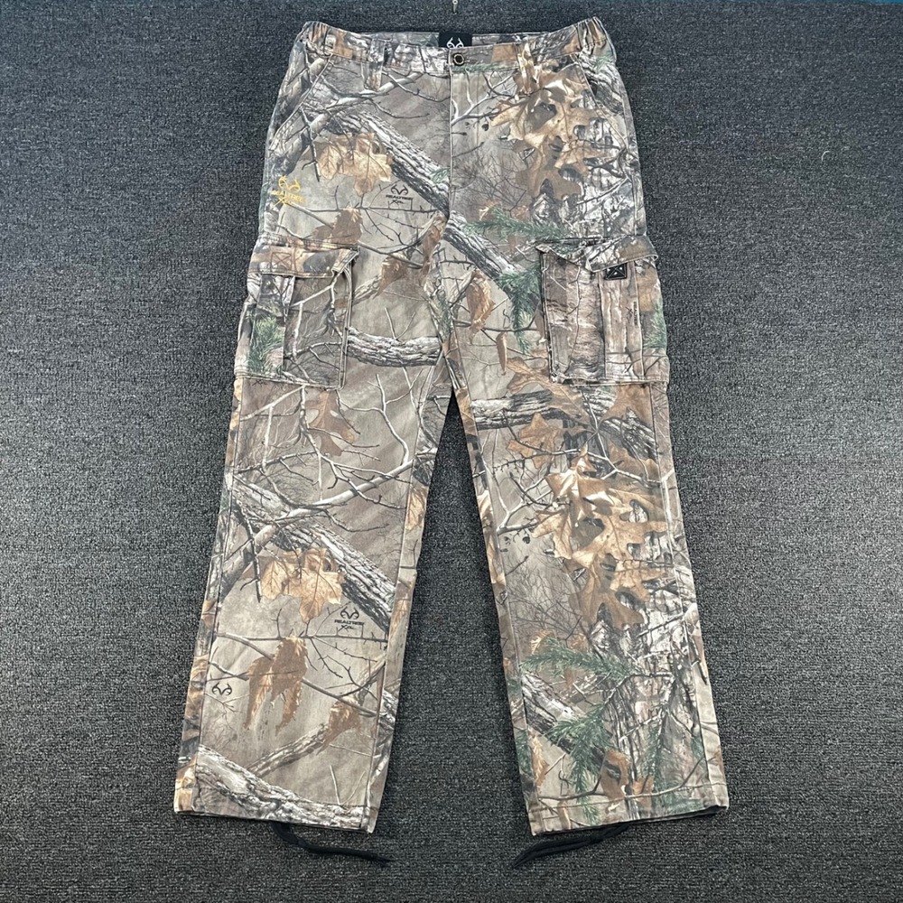 Realtree Cargo Pants Mens M 32/34 Green Brown Camo Good Xtra S5444-7-C1